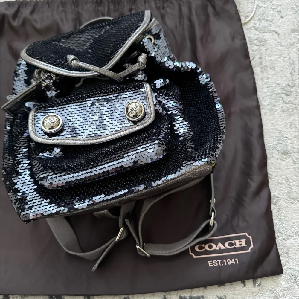 Y2K Coach Limited Edition Poppy Sequin Backpack NWT